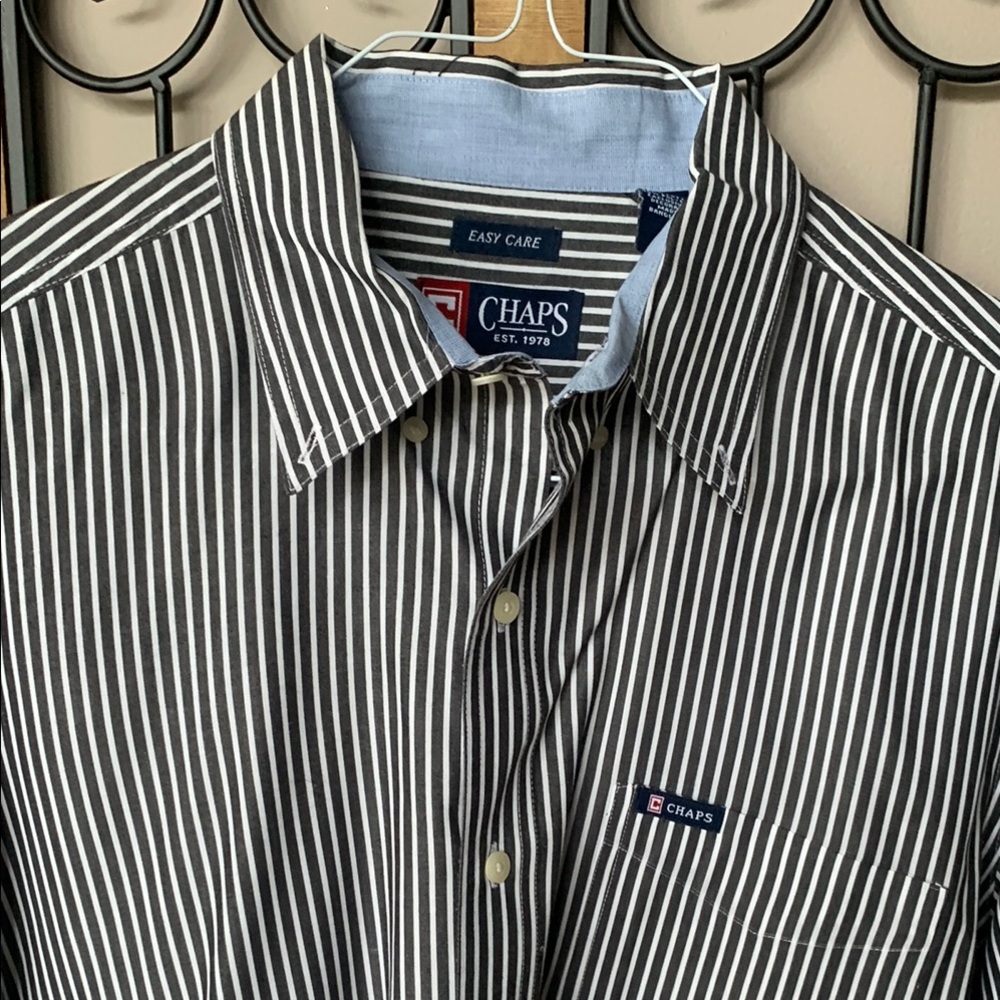 Chaps Black and White Casual Button Down Shirt